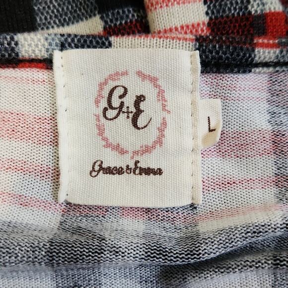 Grace & Emma Women's Plaid Dress Size LG Faux Suede Elbow Patches Knee Length - Picture 6 of 9